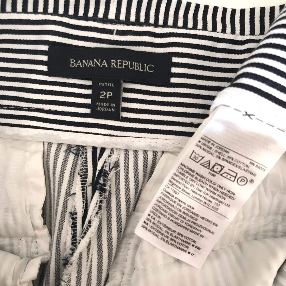 BANANA REPUBLIC Stripe Belted wise Leg Crop Pants - Picture 4 of 7